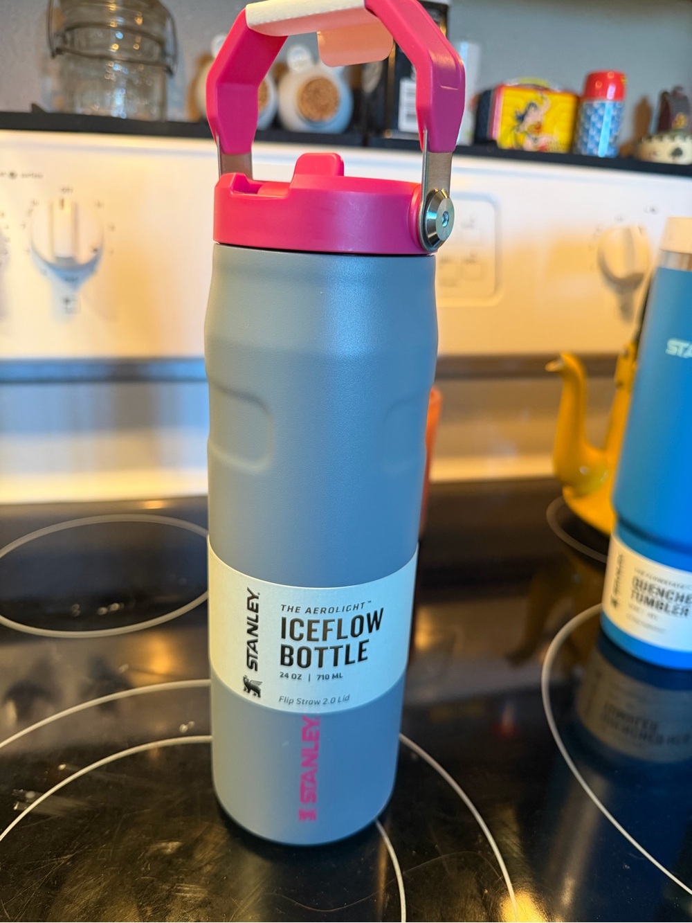 Stanley IceFlow Bottle Gray with Pink Handle
